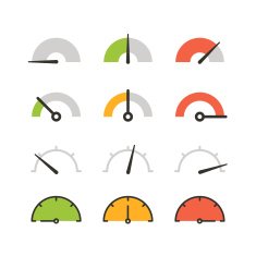 Different slyles of speedometers vector collection Flat design elements