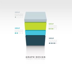 3d cube Vector template for infographic 4 color