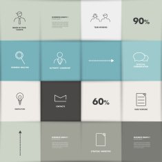 Flat template Infographic square panel chart