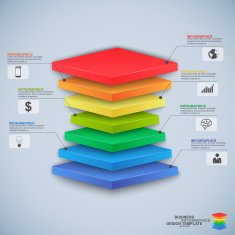 Abstract 3D digital business pyramid infographic N4