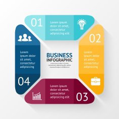 Vector square infographic Template for cycle diagram graph presentation and N2