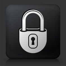 Black Square Button with Security Lock Icon N28