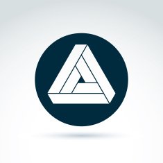 Vector abstract complex white triangle placed in a circle