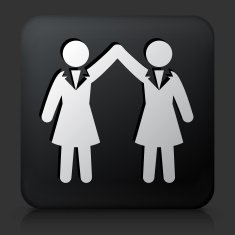 Black Square Button with Girl Power Icon