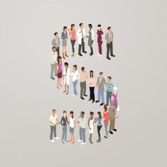 People forming the letter S