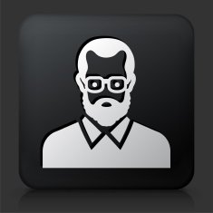Black Square Button with Male Face Icon N58