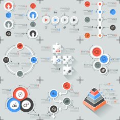 Set Of 9 Flat Minimal Infographics N13