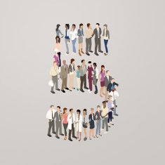 People forming the number 5