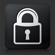 Black Square Button with Security Lock Icon N29