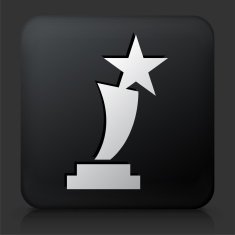 Black Square Button with Star Trophy Icon