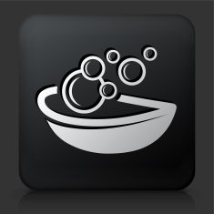 Black Square Button with Bubble Soap Icon