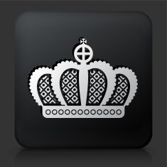 Black Square Button with Crown Icon N21