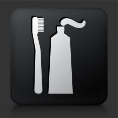 Black Square Button with Toothbrush & Paste Icon
