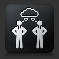 Black Square Button with Though Bubble Icon