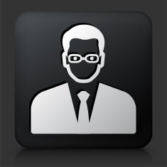 Black Square Button with Male Face Icon N60