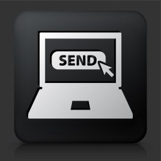Black Square Button with Send Message Icon