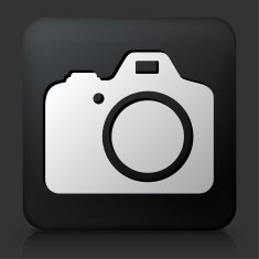 Black Square Button with DSLR Camera