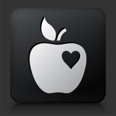 Black Square Button with Apple Love