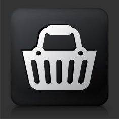 Black Square Button with Shopping Cart N4