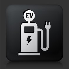 Black Square Button with Electric Charge Station