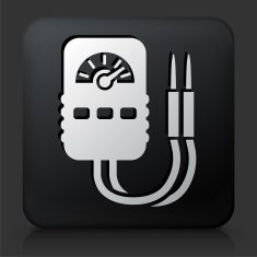 Black Square Button with Ammeter