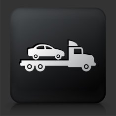 Black Square Button with Shipping Car Truck