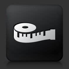 Black Square Button with Measuring Tape Icon