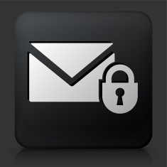 Black Square Button with Locked Letter Icon