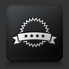 Black Square Button with Five Star Rating Icon