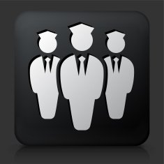 Black Square Button with Flight Attendants Icon N2