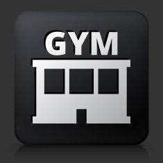 Black Square Button with Gym Icon N2