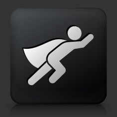 Black Square Button with Superhero Icon