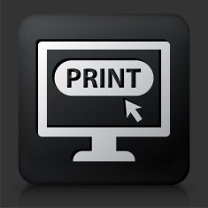 Black Square Button with Print Icon