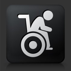 Black Square Button with Man in a Wheelchair