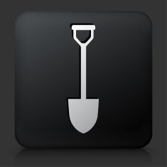 Black Square Button with Shovel Icon