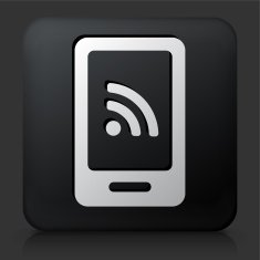 Black Square Button with WiFi Connection on Smart Phone