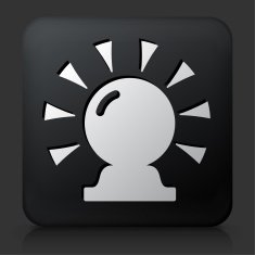 Black Square Button with Magic Crystal Ball