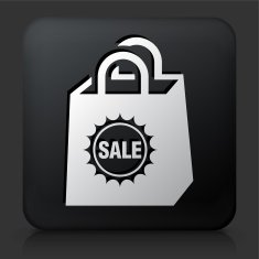Black Square Button with Shopping Bag Icon N3