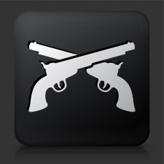 Black Square Button with Pistols Icon