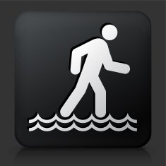 Black Square Button with Walking on Water Icon