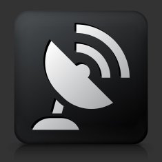 Black Square Button with Satellite Icon