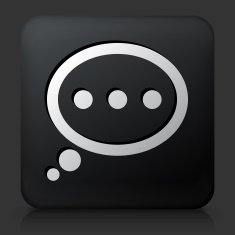 Black Square Button with Thought Bubble Icon