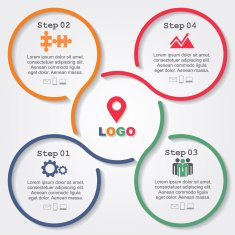 Infographic report template with lines and icons Vector N14