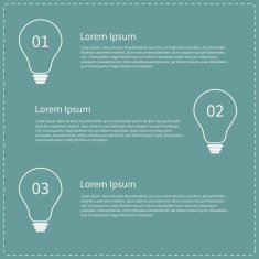 Three step business infographic with contour light bulb Idea concept