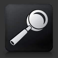 Black Square Button with Magnifying Glass Icon N6