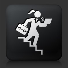 Black Square Button with Working and Traveling Icon N2
