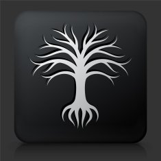 Black Square Button with Tree Icon N14