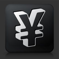 Black Square Button with Yen Sign