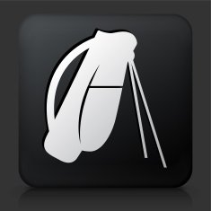 Black Square Button with Golf Equipment Bag