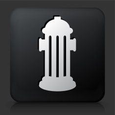 Black Square Button with Fire Hydrant Icon